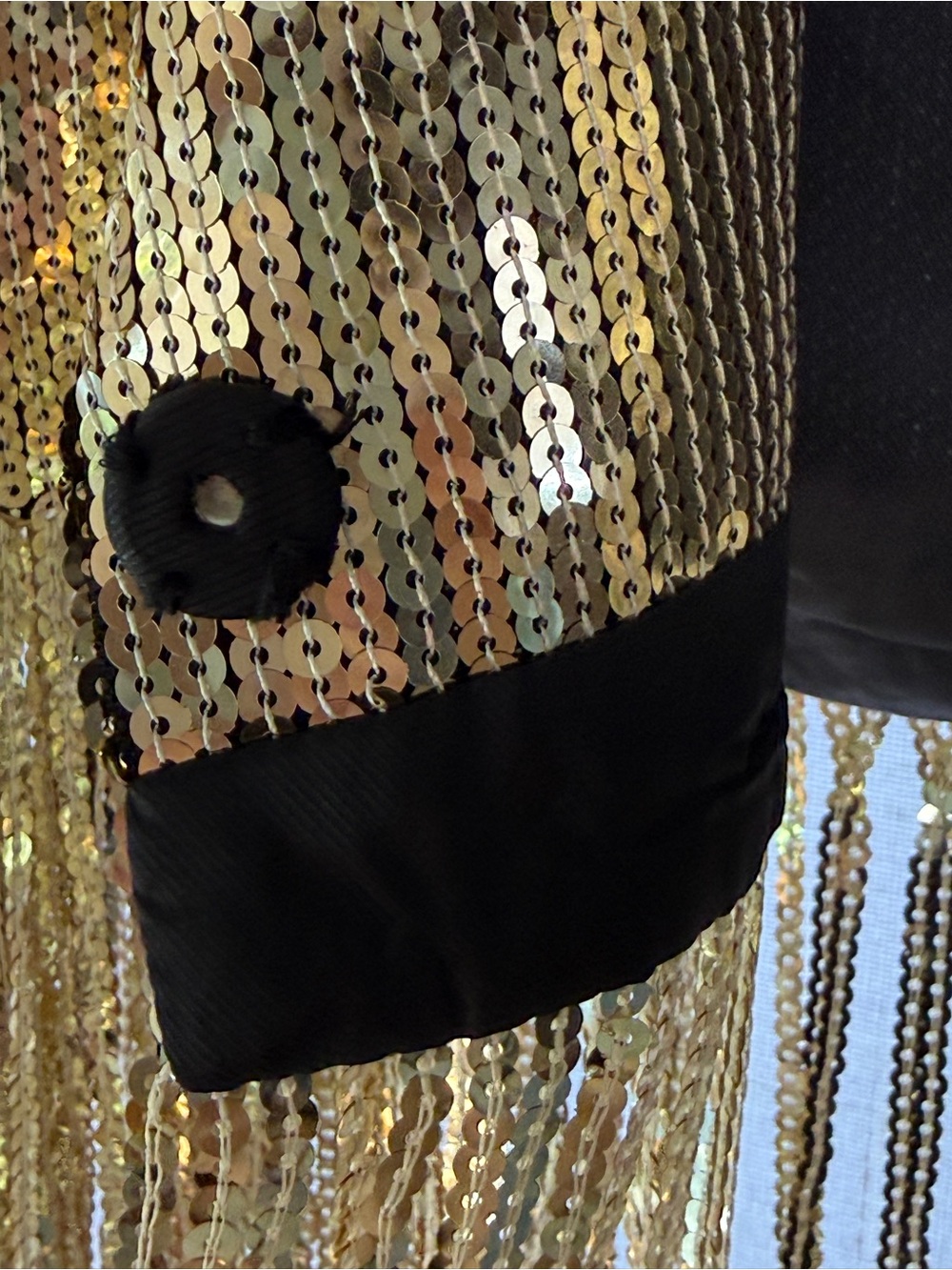 Nasty Gal Gold Sequin Fringe Jacket with Chappell Roan Pink Lettering/ Halloween - Picture 7 of 7